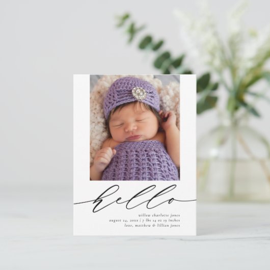 Moderne kalligrafie Briefkaart van geboorte (Staand voorkant)