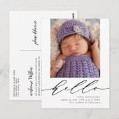 Moderne kalligrafie Briefkaart van geboorte (Voorkant / Achterkant)