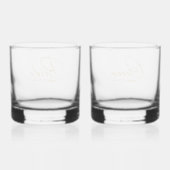 Moderne kalligrafie bruid & bruidegom goud ID1025 Whisky Glas (Achterkant)