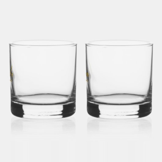 Moderne kalligrafie bruid & bruidegom goud ID1025 Whisky Glas (Links)