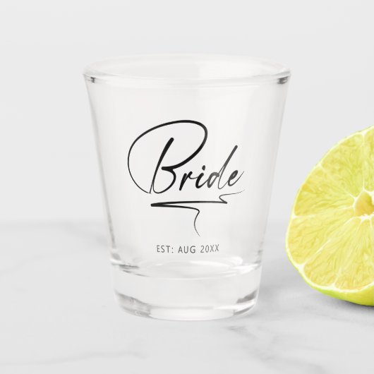 Moderne kalligrafie Bruid ID1025 Shot Glas (Voorkant)