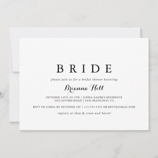 Moderne kalligrafie bruid Vrijgezellenfeest Kaart (Voorkant)