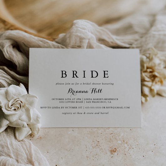 Moderne kalligrafie bruid Vrijgezellenfeest Kaart