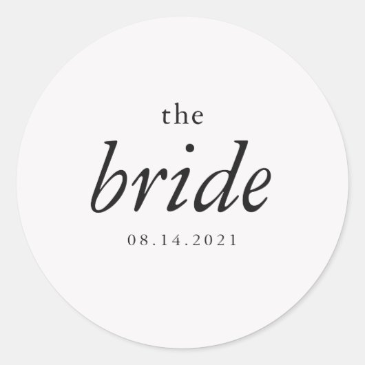 Moderne kalligrafie bruid zwart-wit bruiloft ronde sticker (Voorkant)