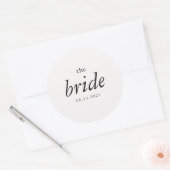 Moderne kalligrafie bruid zwart-wit bruiloft ronde sticker (Envelop)