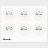 Moderne kalligrafie bruid zwart-wit bruiloft ronde sticker (Vel)