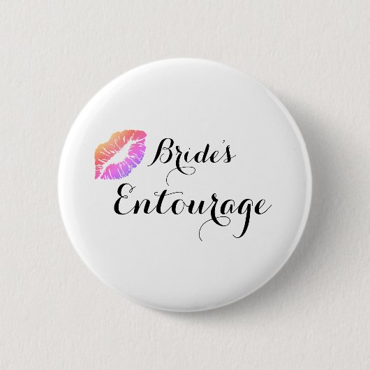 Moderne kalligrafie bruids entourage ronde button 5,7 cm (Voorkant)