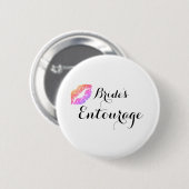 Moderne kalligrafie bruids entourage ronde button 5,7 cm (Voorkant /achterkant)