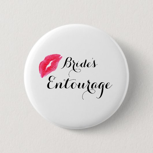 Moderne kalligrafie bruids entourage ronde button 5,7 cm (Voorkant)