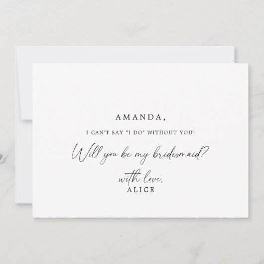 Moderne kalligrafie bruidsmeisje voorstel kaart (Achterkant)