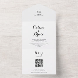 Moderne kalligrafie bruiloft all in one uitnodiging