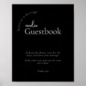 Moderne kalligrafie bruiloft audio gastenboek teke poster (Voorkant)