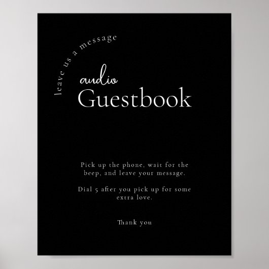 Moderne kalligrafie bruiloft audio gastenboek teke poster (Voorkant)