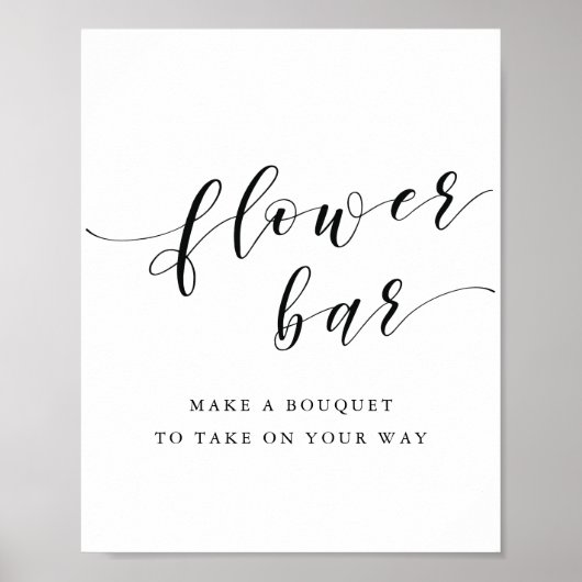 Moderne kalligrafie bruiloft bloem bar teken poster (Voorkant)