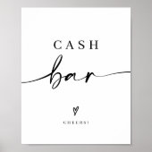 Moderne kalligrafie bruiloft Cash Bar Teken Poster (Voorkant)