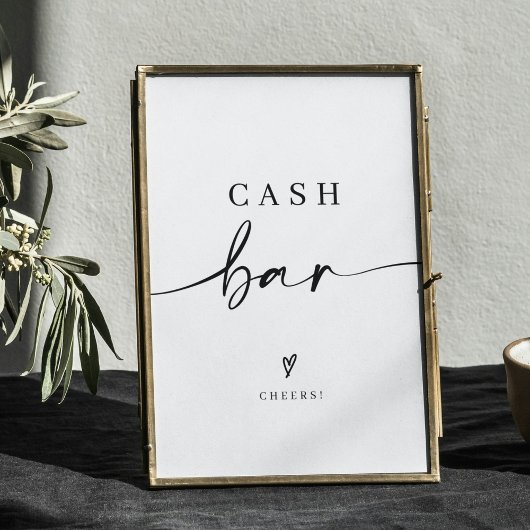 Moderne kalligrafie bruiloft Cash Bar Teken Poster