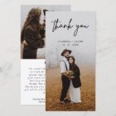 Moderne kalligrafie bruiloft dank u foto-kaart bedankkaart (Voorkant / Achterkant)