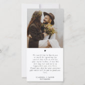 Moderne kalligrafie bruiloft dank u foto-kaart bedankkaart (Achterkant)