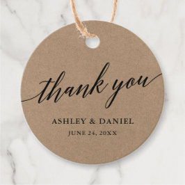 Moderne kalligrafie bruiloft dank u Kraft Bedankjes Labels