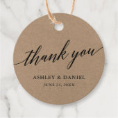Moderne kalligrafie bruiloft dank u Kraft Bedankjes Labels (Voorkant)