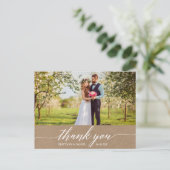 Moderne kalligrafie bruiloft dank u Kraft Briefkaart (Staand voorkant)