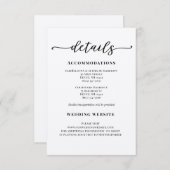 Moderne Kalligrafie Bruiloft Details behuizing kaa Kaart (Voorkant / Achterkant)
