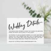 Moderne kalligrafie-bruiloft details, gouden strep RSVP kaartje (Staand voorkant)