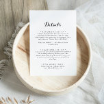 Moderne kalligrafie-bruiloft - details informatiekaartje<br><div class="desc">Deze moderne kalligrafie bruiloft details behuizing kaart is perfect voor een rustieke bruiloft. Het eenvoudige en elegante ontwerp heeft klassieke en fancy scripttypografie in zwart-wit.</div>