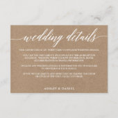 Moderne kalligrafie bruiloft details Kraft Informatiekaartje (Voorkant)