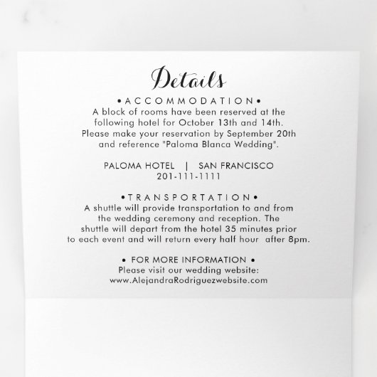 Moderne kalligrafie bruiloft drieluik uitnodiging (Binnenzijde eerst)