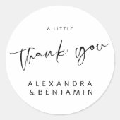 Moderne kalligrafie bruiloft een lieve dank u ronde sticker (Voorkant)
