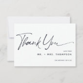 Moderne kalligrafie bruiloft foto bedankkaart (Voorkant)