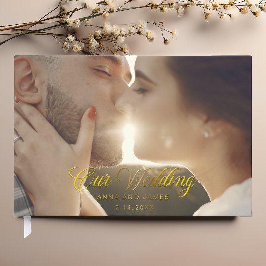 Moderne kalligrafie bruiloft foto gastenboek