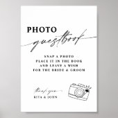 Moderne kalligrafie bruiloft foto gastenboek teken poster (Voorkant)