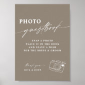 Moderne kalligrafie bruiloft foto gastenboek teken poster (Voorkant)