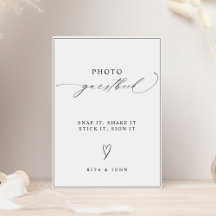 Moderne kalligrafie bruiloft foto gastenboek teken