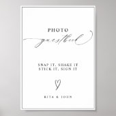 Moderne kalligrafie bruiloft foto gastenboek teken poster (Voorkant)