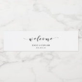 Moderne kalligrafie bruiloft gunst Welkom Waterfles Etiket (Enkel label)