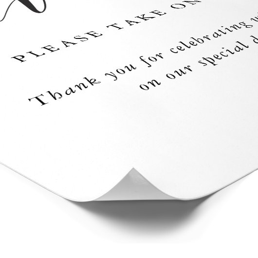 Moderne kalligrafie bruiloft gunsten teken poster (Hoek)