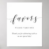 Moderne kalligrafie bruiloft gunsten teken poster (Voorkant)