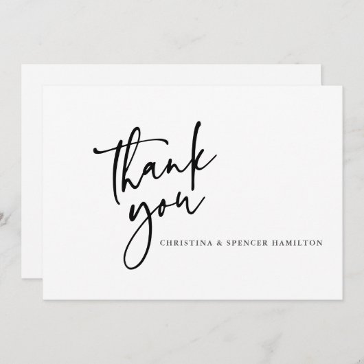 Moderne kalligrafie-bruiloft Hartelijk dank Bedankkaart (Voorkant / Achterkant)