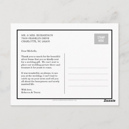 Moderne kalligrafie-bruiloft Hartelijk dank Briefkaart (Achterkant)