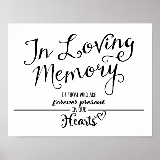 Moderne kalligrafie bruiloft In Loving Memory prin Poster (Voorkant)