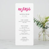 Moderne kalligrafie bruiloft menu (Staand voorkant)