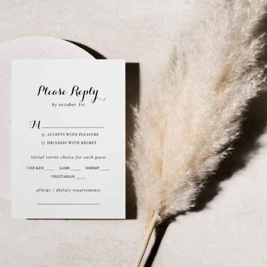 Moderne Kalligrafie Bruiloft Menu Keuze RSVP