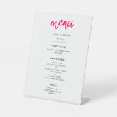 Moderne kalligrafie bruiloft menu reclamebord met voetstuk (Voorkant)