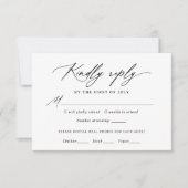Moderne kalligrafie bruiloft menu RSVP-kaart (Voorkant)