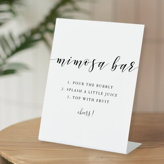 Moderne kalligrafie bruiloft Mimosa Bar Reclamebord Met Voetstuk