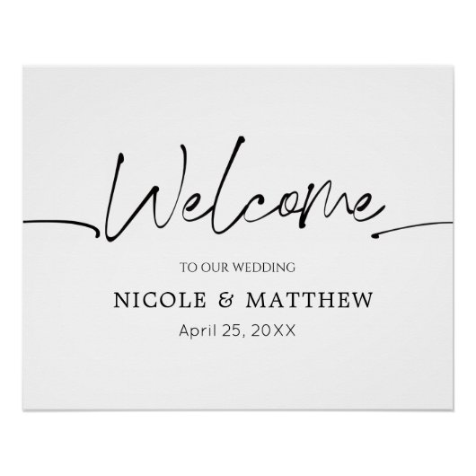 Moderne kalligrafie bruiloft ontvangst bord perfect poster (Voorkant)