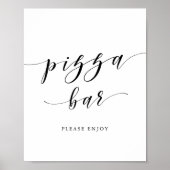 Moderne kalligrafie bruiloft pizza bar bord poster (Voorkant)